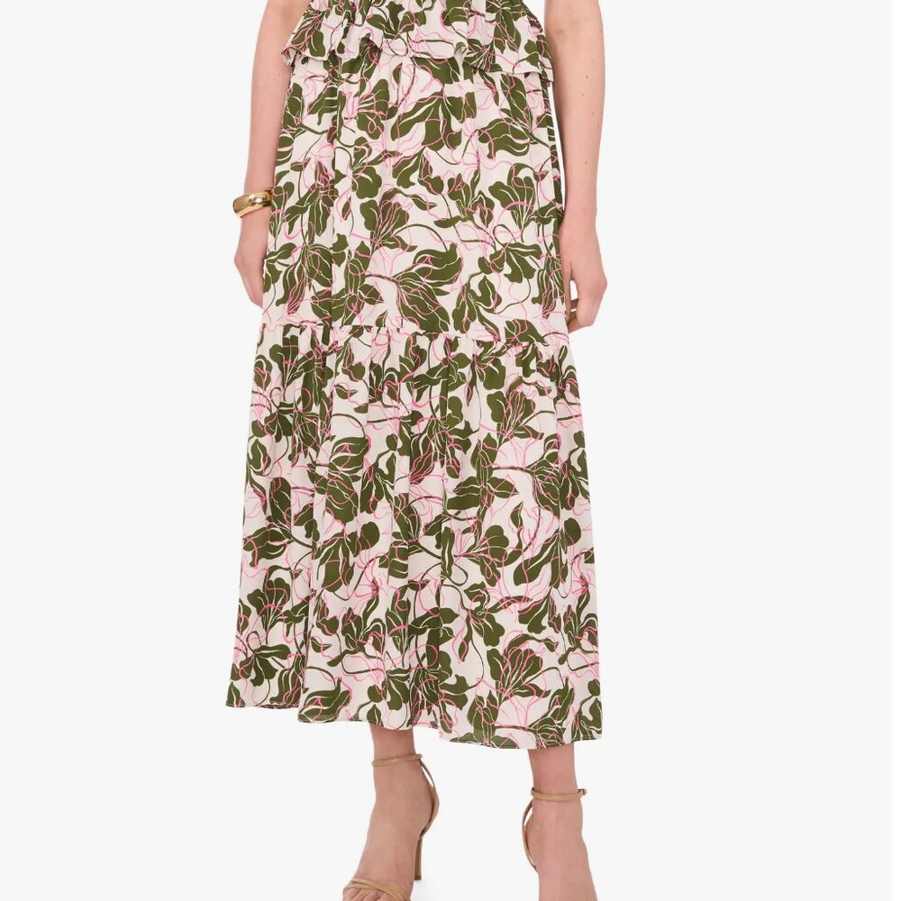 Parker floral print Midi tiered Skirt